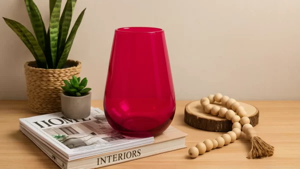 vidrio rosa jarron decoracion